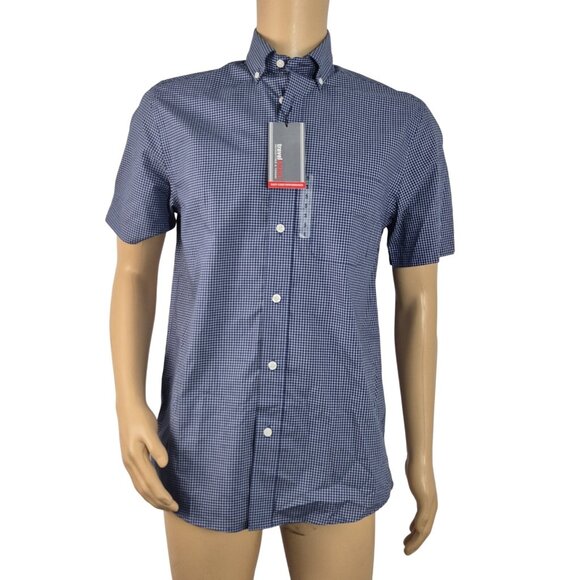 Travel Smart Roundtree & Yorke Men's Size S Shirt Long Sleeve Check Blue  (01) - Picture 2 of 10